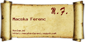 Macska Ferenc névjegykártya