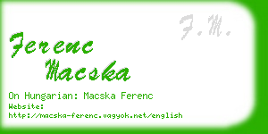 ferenc macska business card